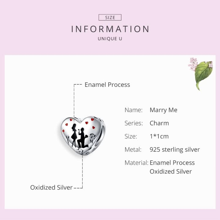 S925 Sterling Silver Heart-shaped Marriage Proposal Loose Beads DIY Bracelet Accessories Reluova