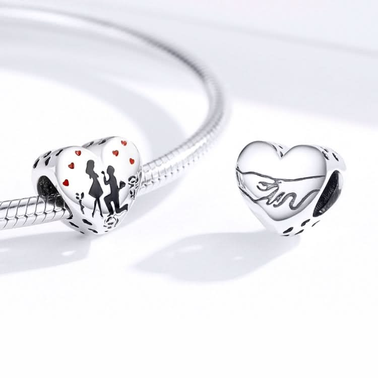 S925 Sterling Silver Heart-shaped Marriage Proposal Loose Beads DIY Bracelet Accessories