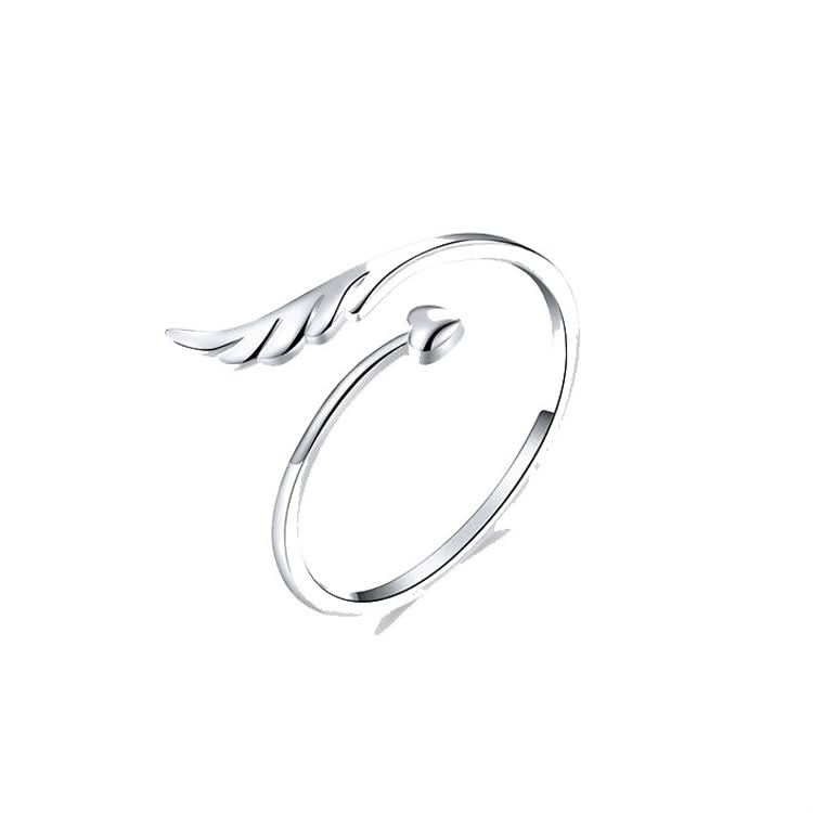 S925 Sterling Silver Angel Wings Open Ring White Gold Plated Open Ring Reluova