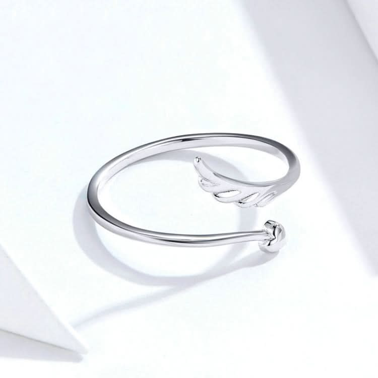 S925 Sterling Silver Angel Wings Open Ring White Gold Plated Open Ring Reluova