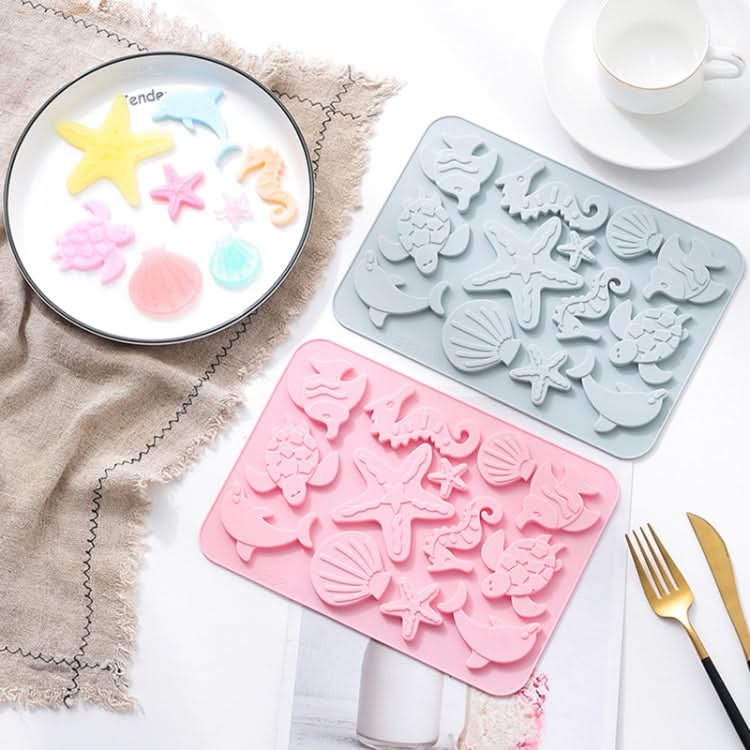 4 PCS Marine Life Three-dimensional Silicone Ice Cream Mold High Temperature Resistant Multifunctional Baking Cake Chocolate Mold-Reluova