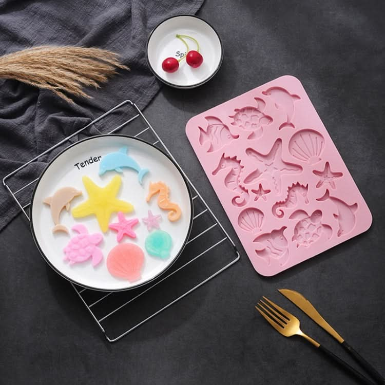 4 PCS Marine Life Three-dimensional Silicone Ice Cream Mold High Temperature Resistant Multifunctional Baking Cake Chocolate Mold-Reluova