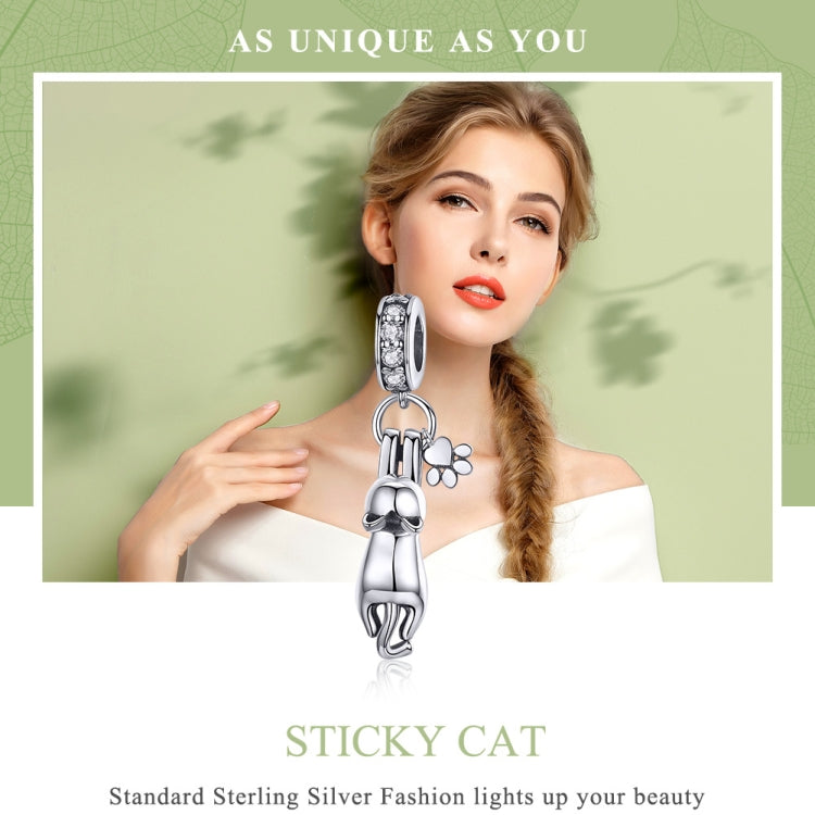 S925 Sterling Silver Sticky Cat DIY Bracelet Charm