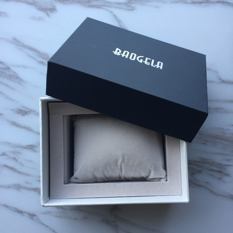 BAOGELA Paper + Sponge Square Watch Packaging Box Black Watch Gift Box, Size: 12.5 x 9.5 x 7.2cm