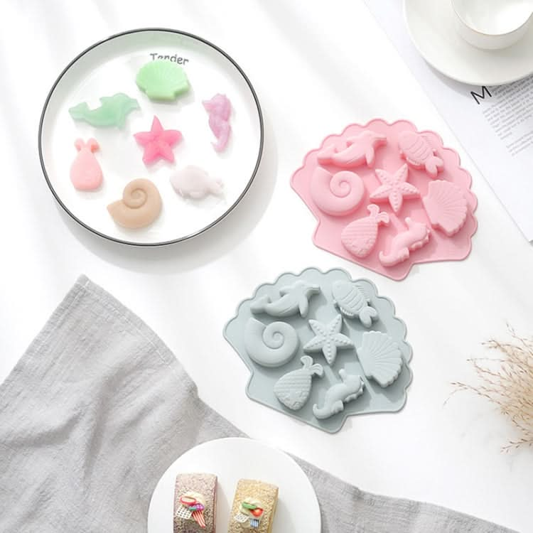 6 PCS 3D Creative Ocean Organism Shaped Silicone Cake Mold Baking Chocolate Ice Cube Mold-Reluova