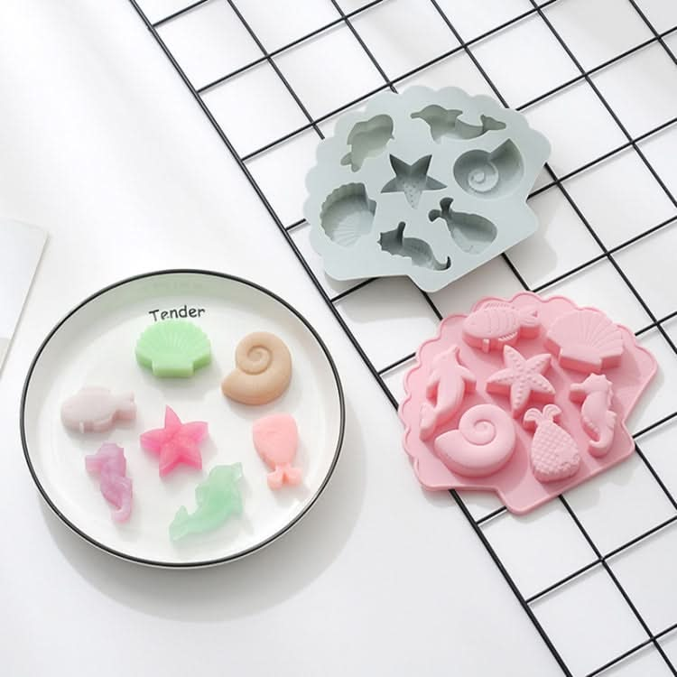 6 PCS 3D Creative Ocean Organism Shaped Silicone Cake Mold Baking Chocolate Ice Cube Mold-Reluova