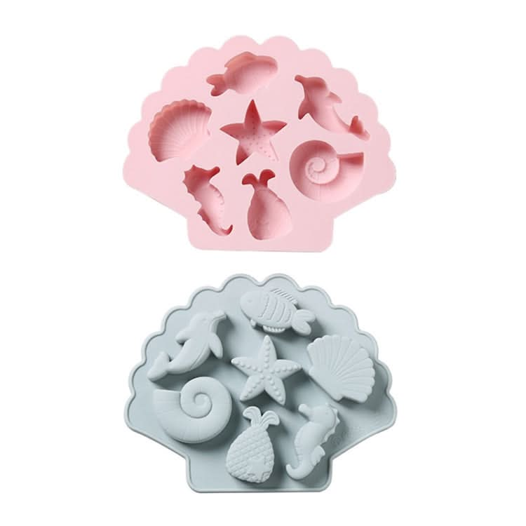 6 PCS 3D Creative Ocean Organism Shaped Silicone Cake Mold Baking Chocolate Ice Cube Mold-Reluova