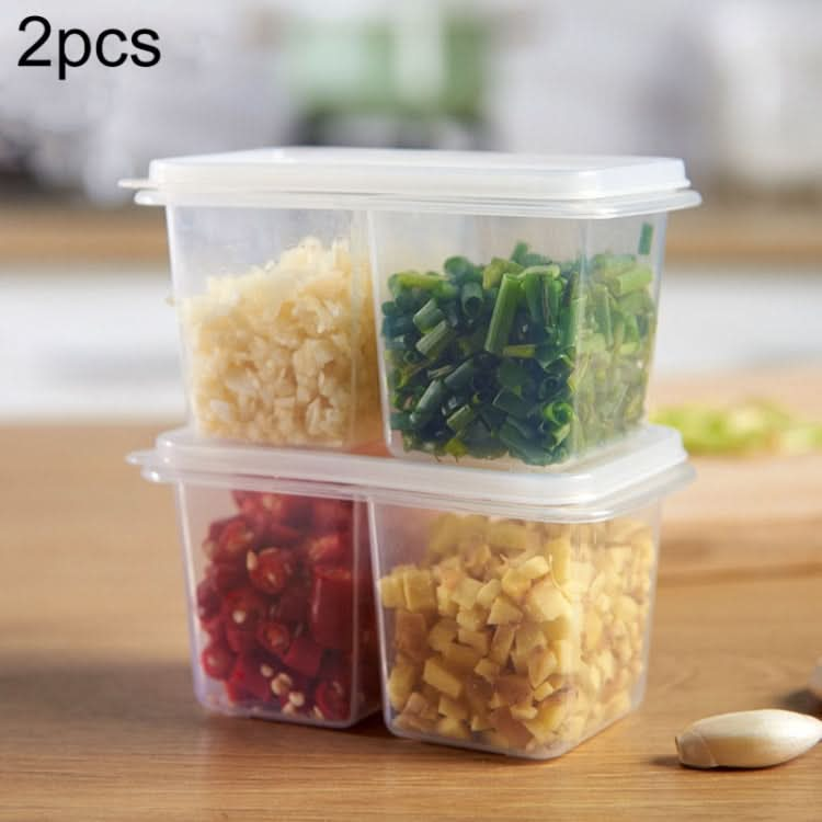 2pcs / Set Kitchen Refrigerator Storage Box Green Onion Ginger Garlic Transparent With Lid Fresh-keeping Box Food Sealed Box-Reluova