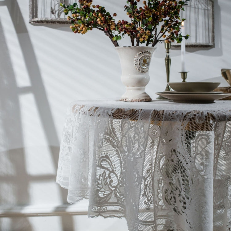 Round Lace Tablecloth Cover Cloth Retro Dining Table Coffee Table Tablecloth My Store