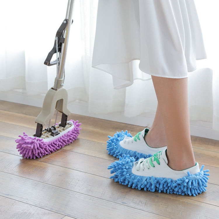 2pcs Chenille Lazy Mopping Shoe Cover Clean Floor Removable and Washable Mop Random Colour