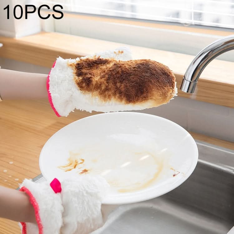 10 PCS Bamboo Fiber Household Non-stick Oil Dishwashing Gloves Kitchen Cleaning Waterproof Gloves - Reluova