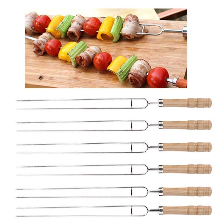 Stainless Steel Barbecue Skewers Barbecue Fork U-shaped Barbecue Fork, Spec: 6pcs + 2  Sweeps Reluova