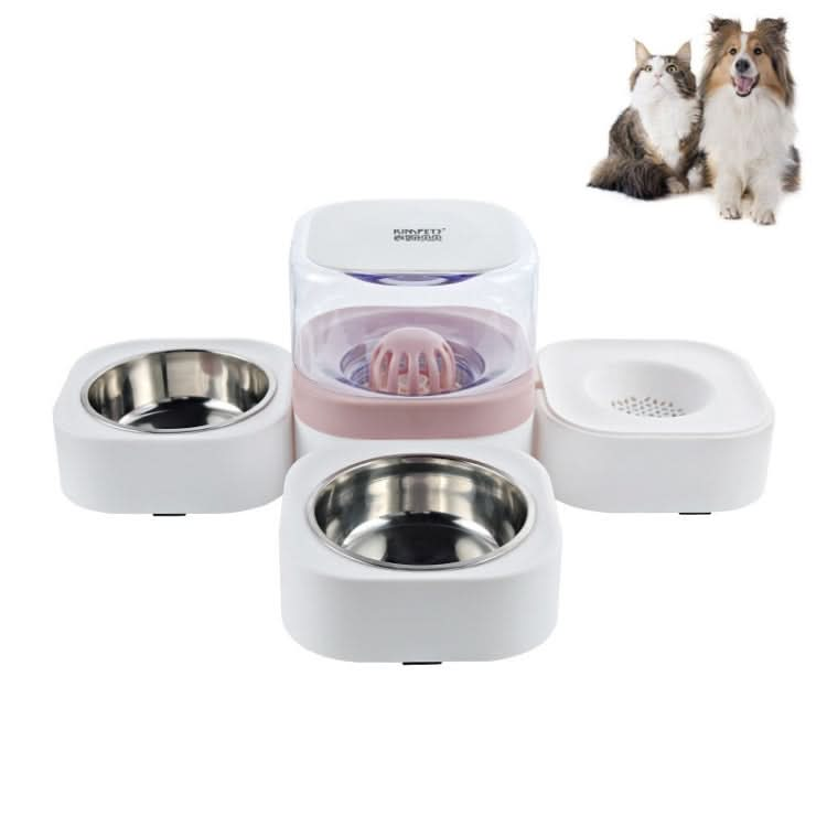 Pet Transparent Removable Washable Automatic Drinking Fountain with Stainless Steel Food Box - Reluova