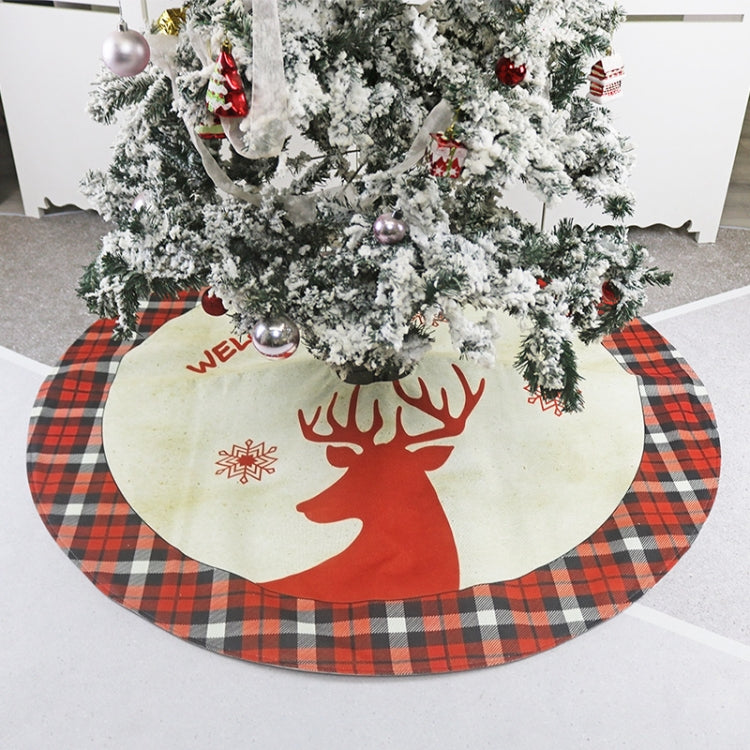 Linen Elk Printed Tree Skirt Christmas Ornaments Christmas Tree Bottom Decoration My Store