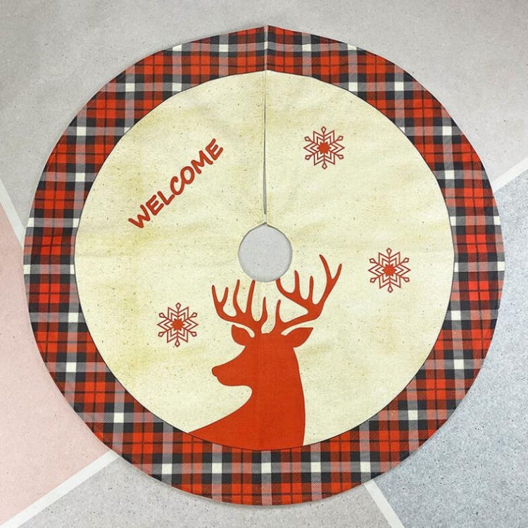 Linen Elk Printed Tree Skirt Christmas Ornaments Christmas Tree Bottom Decoration My Store