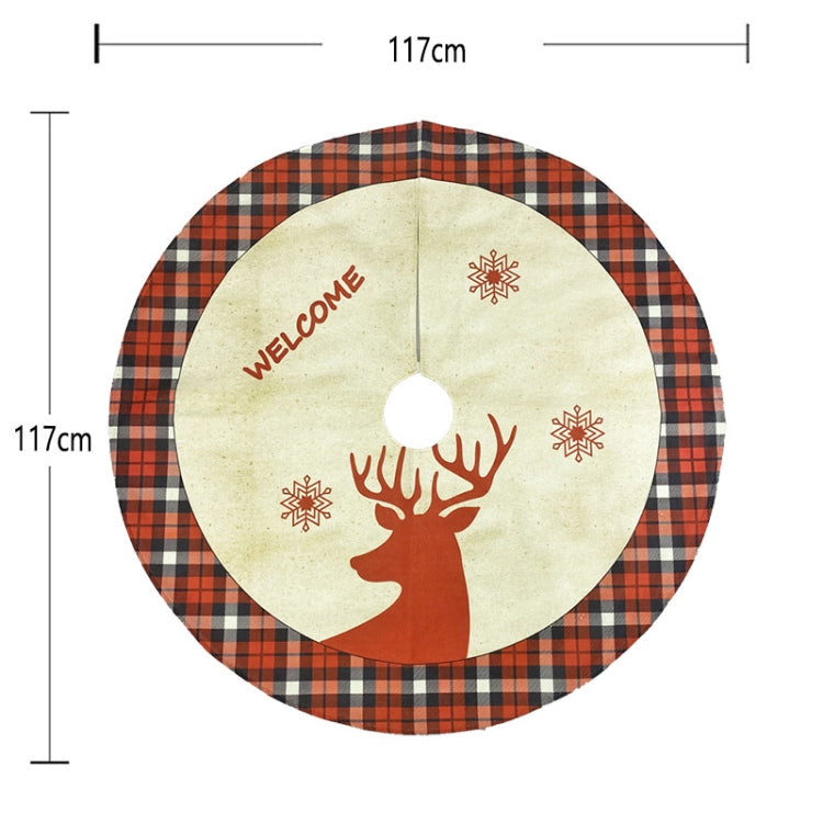 Linen Elk Printed Tree Skirt Christmas Ornaments Christmas Tree Bottom Decoration