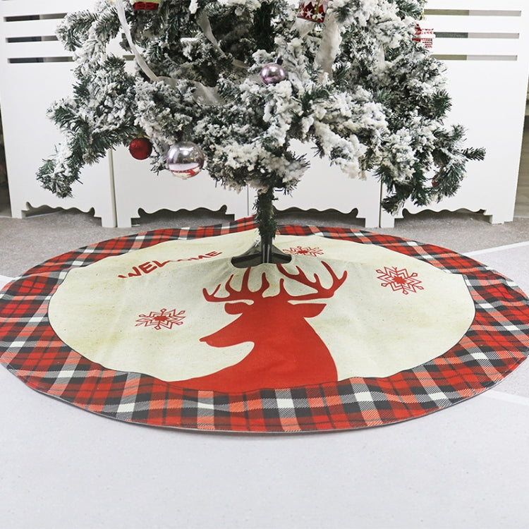 Linen Elk Printed Tree Skirt Christmas Ornaments Christmas Tree Bottom Decoration