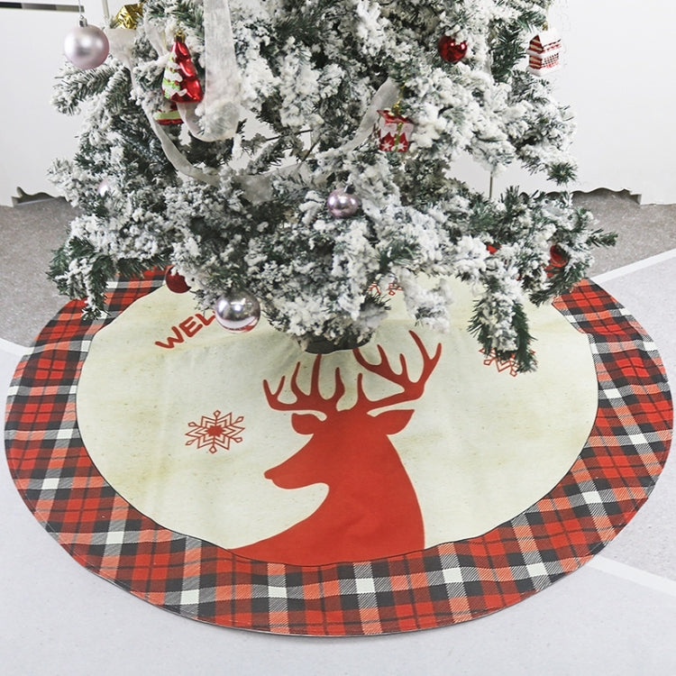 Linen Elk Printed Tree Skirt Christmas Ornaments Christmas Tree Bottom Decoration My Store