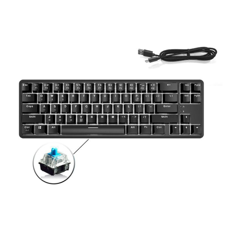 Ajazz K680T Mini USB Wired Dual-mode Charging 68-keys Laptop Bluetooth Mechanical Keyboard, Cable Length: 1.6m My Store