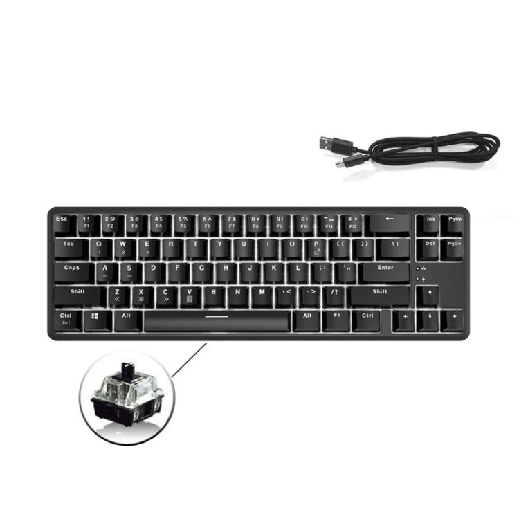 Ajazz K680T Mini USB Wired Dual-mode Charging 68-keys Laptop Bluetooth Mechanical Keyboard, Cable Length: 1.6m My Store