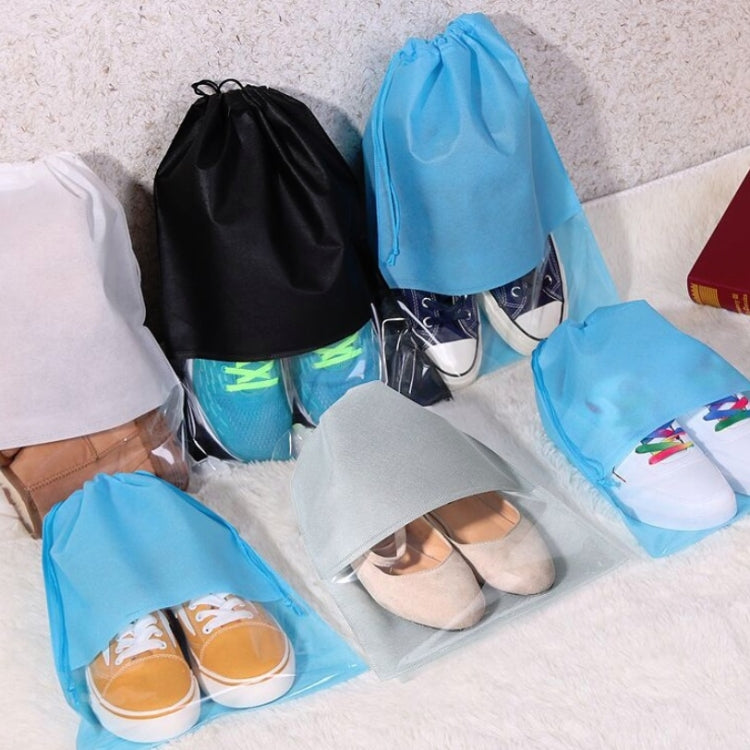 10pcs Non-woven Slippers Drawstring Pocket Shoes Transparent Dustproof Packaging Bag Random Colour