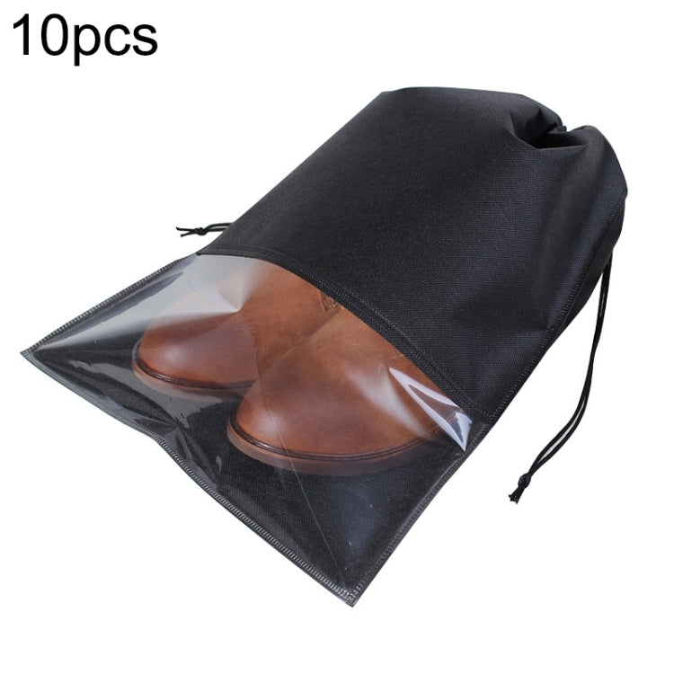 10pcs Non-woven Slippers Drawstring Pocket Shoes Transparent Dustproof Packaging Bag Random Colour