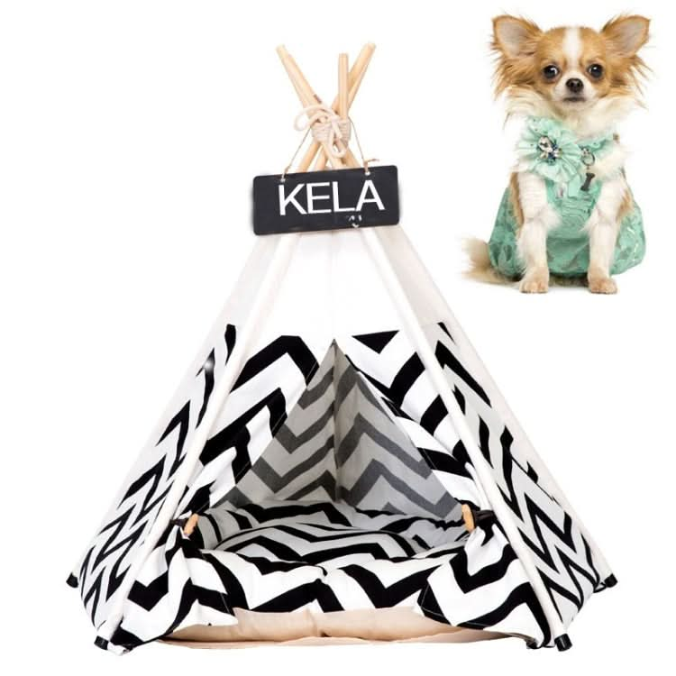 Striped Pattern Pet Tent Bed with Cushion - Reluova