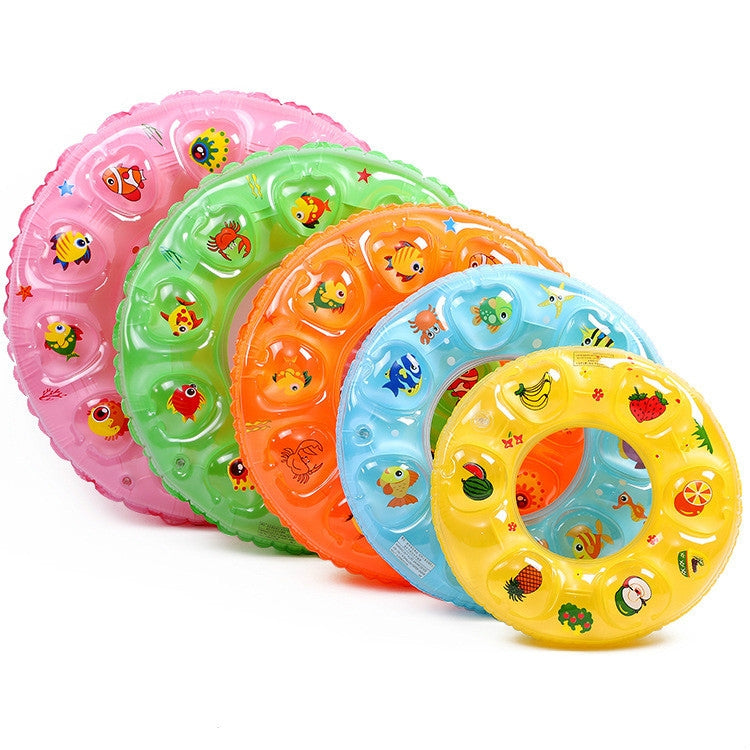 Cartoon Pattern Double Airbag Thickened Inflatable Swimming Ring Crystal Swimming Ring Reluova