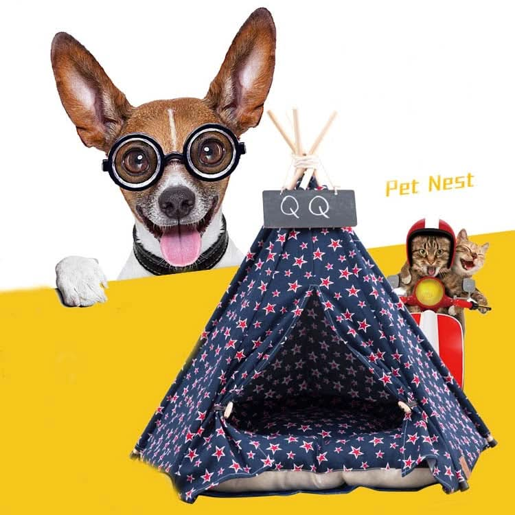 Cotton Canvas Pet Tent Cat and Dog Bed with Cushion - Reluova