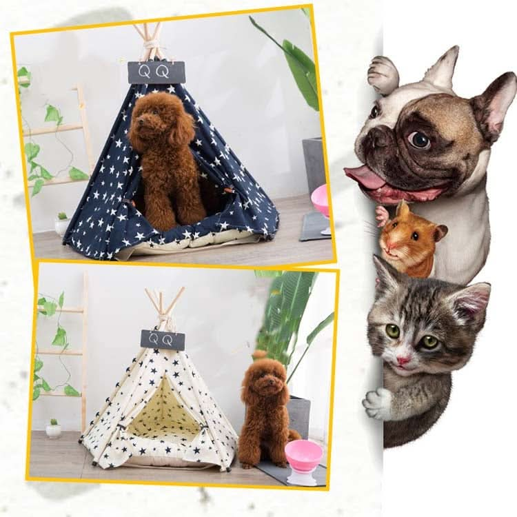 Cotton Canvas Pet Tent Cat and Dog Bed with Cushion - Reluova