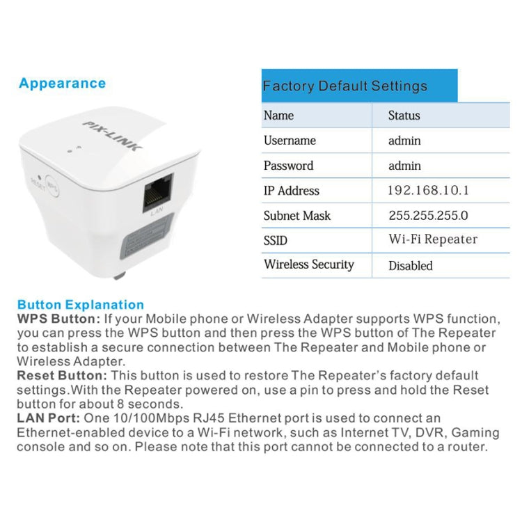 PIXLINK WR12 300Mbps WIFI Signal Amplification Enhanced Repeater My Store