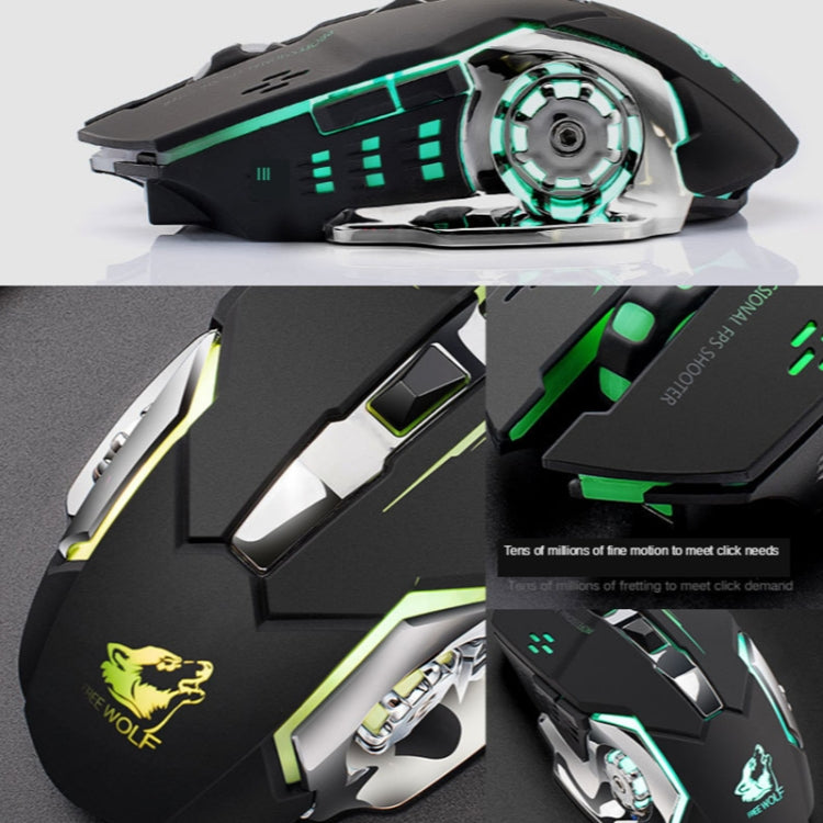 FREEDOM-WOLF X8 2400 DPI 6 Keys 2.4G Wireless Charging Silent Luminous Gaming Mechanical Mouse My Store