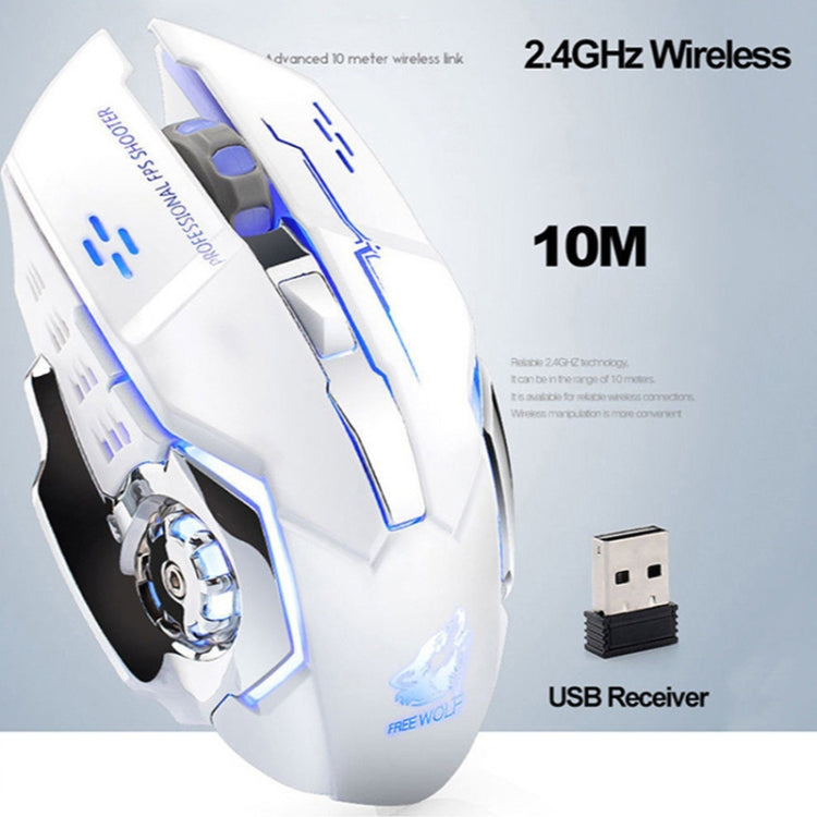 FREEDOM-WOLF X8 2400 DPI 6 Keys 2.4G Wireless Charging Silent Luminous Gaming Mechanical Mouse My Store