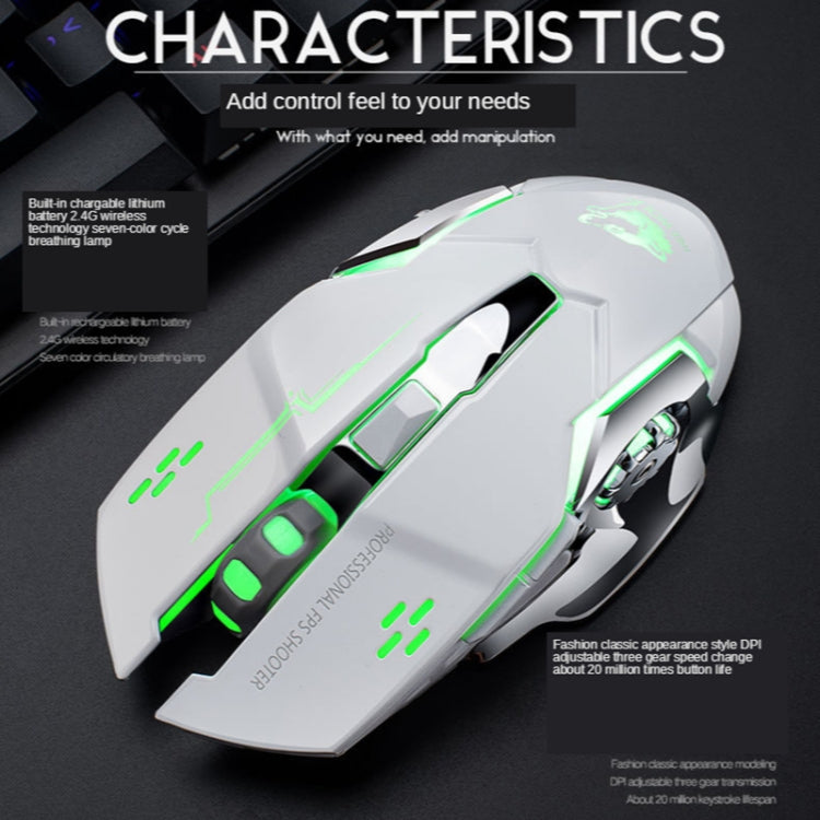 FREEDOM-WOLF X8 2400 DPI 6 Keys 2.4G Wireless Charging Silent Luminous Gaming Mechanical Mouse My Store