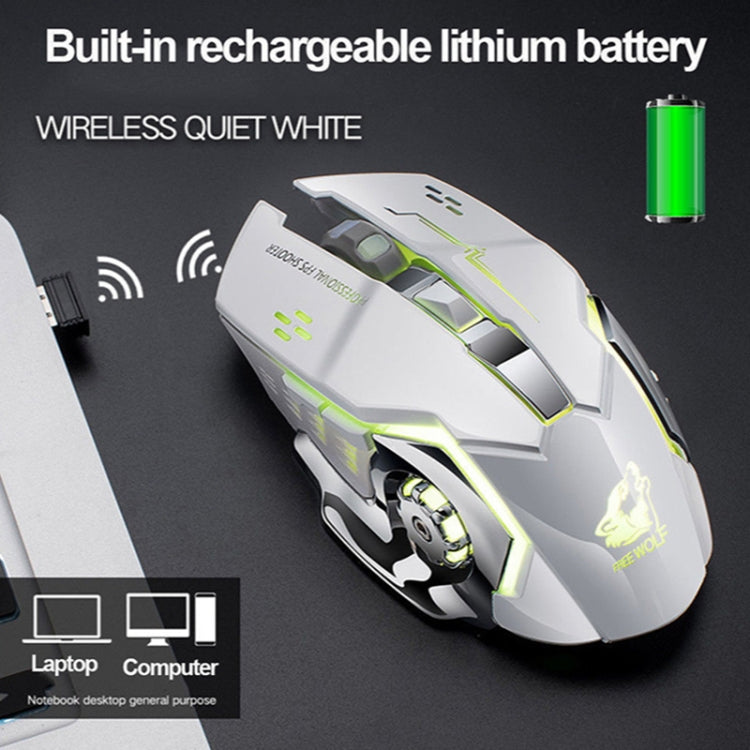 FREEDOM-WOLF X8 2400 DPI 6 Keys 2.4G Wireless Charging Silent Luminous Gaming Mechanical Mouse My Store