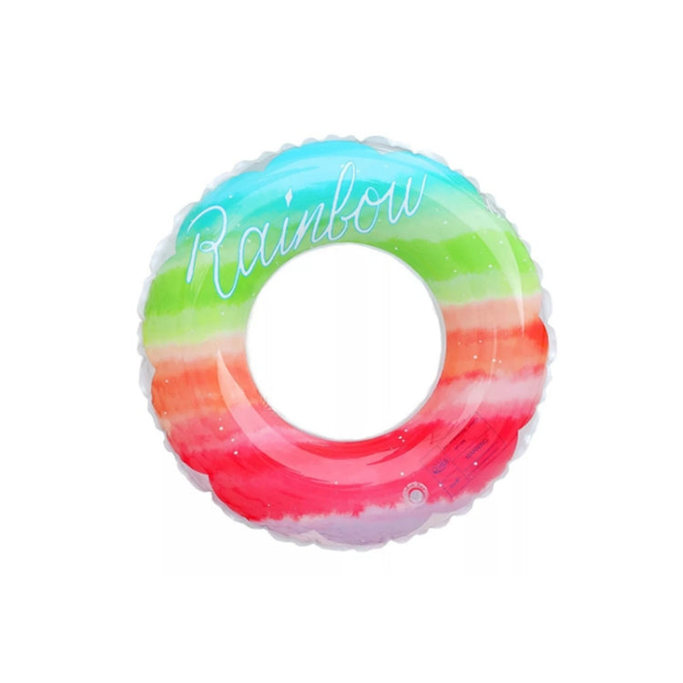 Gradient Color Rainbow Flowers Children Thickened PVC Swimming Ring Reluova