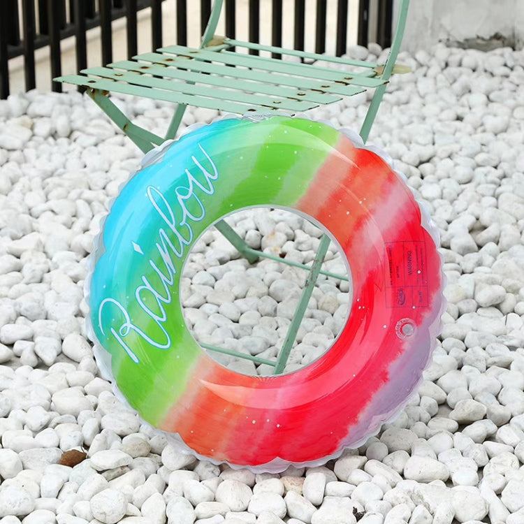 Gradient Color Rainbow Flowers Children Thickened PVC Swimming Ring