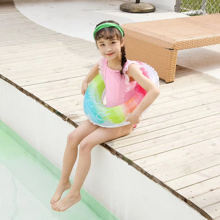 Gradient Color Rainbow Flowers Children Thickened PVC Swimming Ring