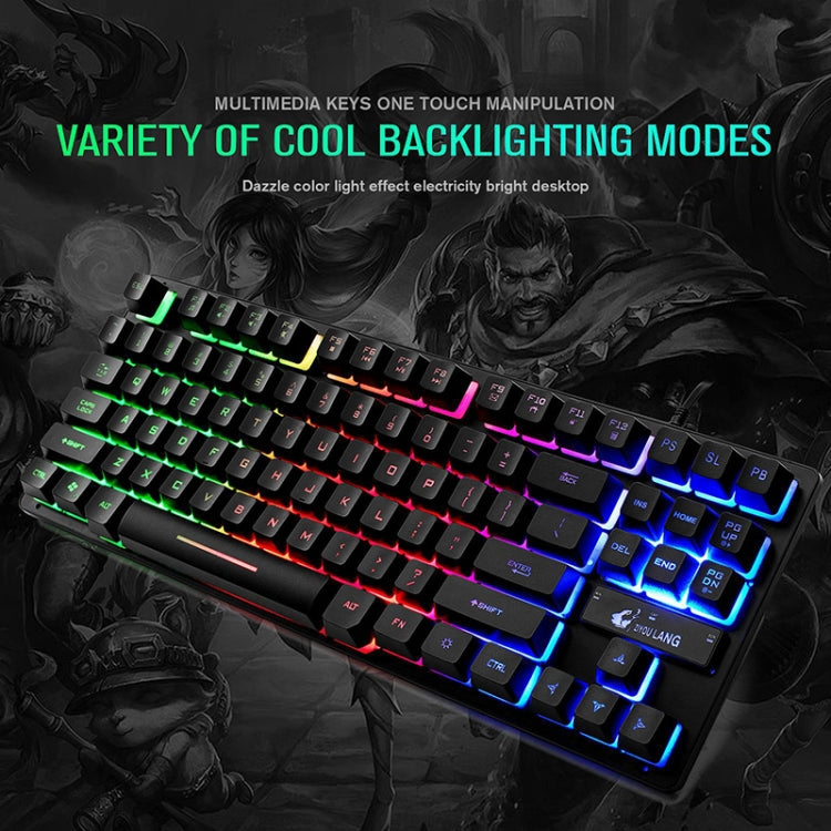 ZIYOULANG K16 87 Keys Colorful Mixed Light Gaming Notebook Manipulator Keyboard, Cable Length: 1.5m