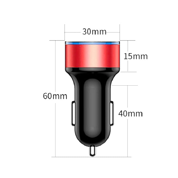 2 PCS Aluminum Ring 5V3.1A Display Car Charger  QC3.0+3.1A Aluminum Alloy Multi-function Halo Digital Display Car Charger-Reluova