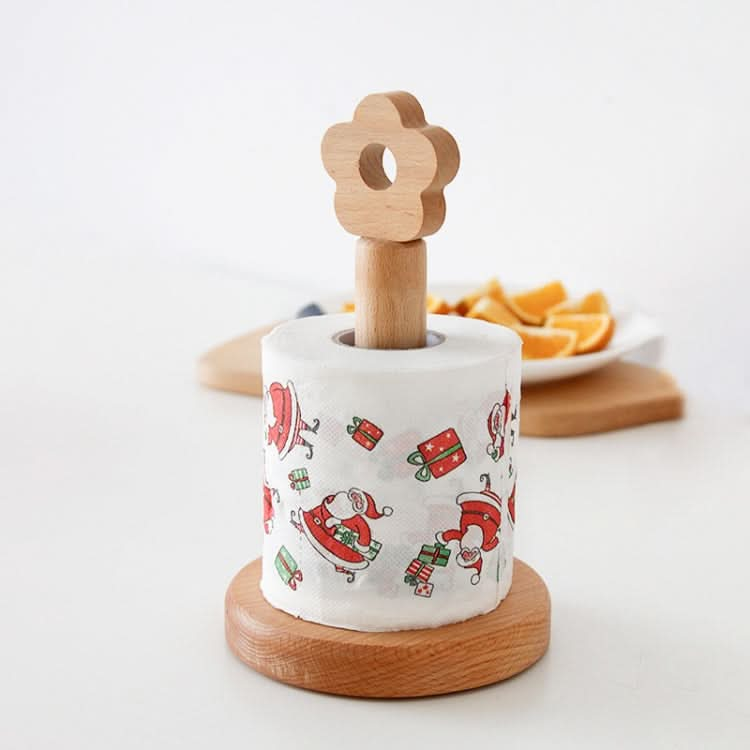 Kitchen Vertical Solid Wood Roll Paper Holder Small Flower Lazy Rag Rack - Reluova