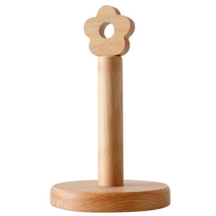 Kitchen Vertical Solid Wood Roll Paper Holder Small Flower Lazy Rag Rack - Reluova