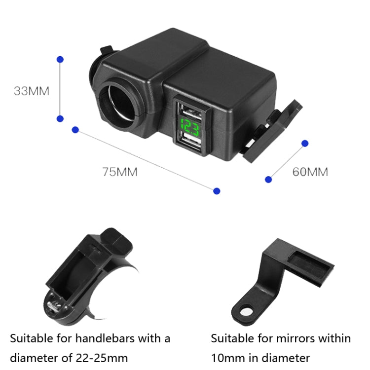 Motorcycle Car Dual USB Mobile Phone Charger With Cigarette Lighter Interface Multi-function Digital Display Car Charger ÎҵÄÉ̵ê