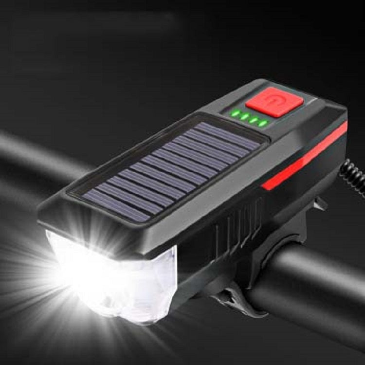 Bicycle Solar Headlight Horn Light Night Riding USB Charging Headlight Bicycle Glare Flashlight Equipment Reluova