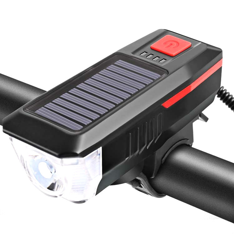 Bicycle Solar Headlight Horn Light Night Riding USB Charging Headlight Bicycle Glare Flashlight Equipment Reluova