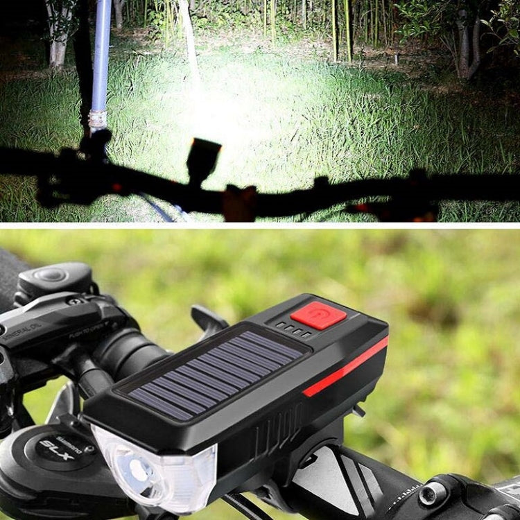 Bicycle Solar Headlight Horn Light Night Riding USB Charging Headlight Bicycle Glare Flashlight Equipment Reluova