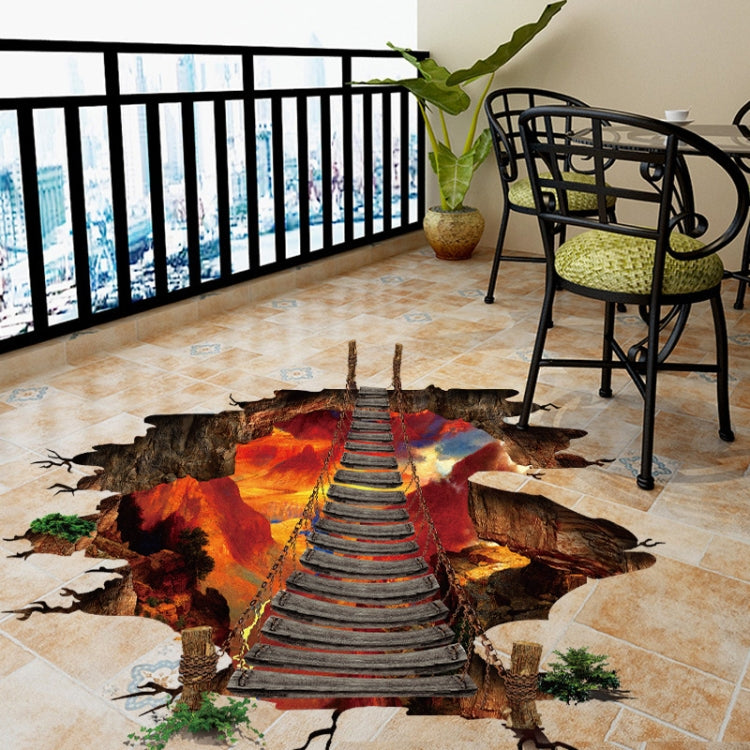 3D Flame Mountain Cable Bridge PVC Removable Floor Stickers My Store