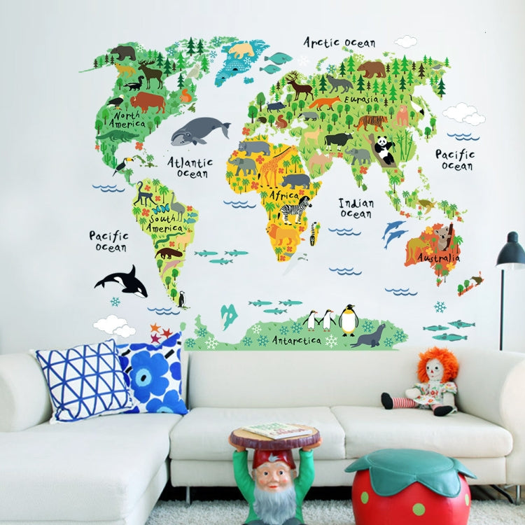 Animal World Map Waterproof Removable Background Wall Stickers My Store