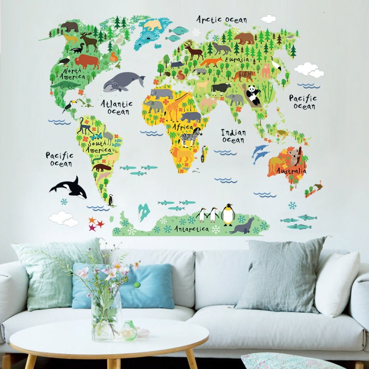 Animal World Map Waterproof Removable Background Wall Stickers My Store