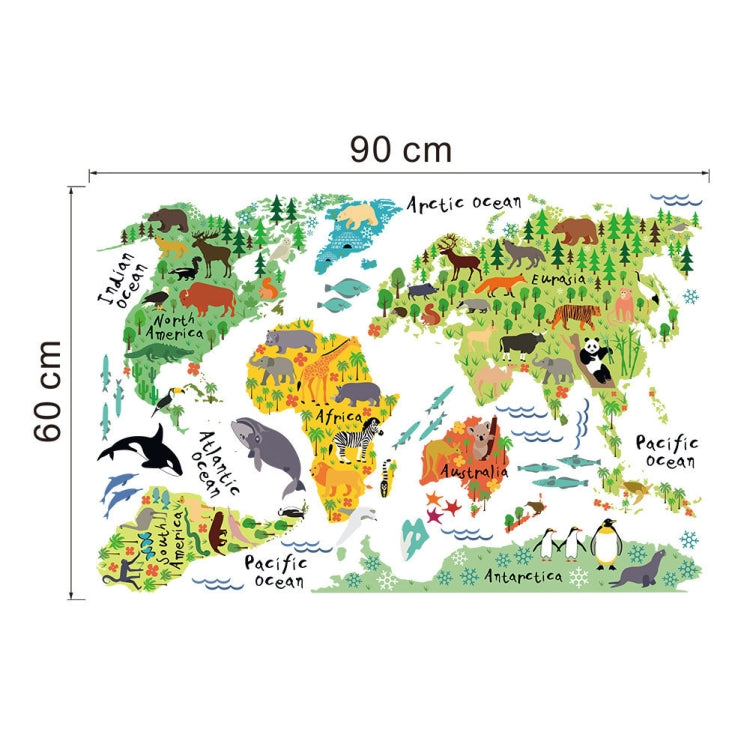 Animal World Map Waterproof Removable Background Wall Stickers My Store